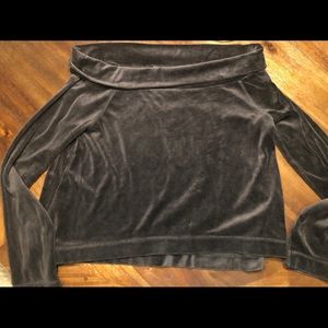 Black velvet off the shoulder top